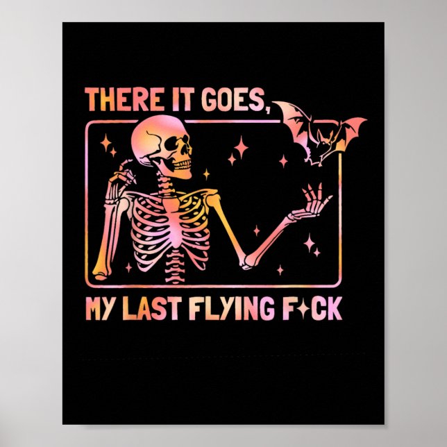 Poster Lá Vai O Meu Último Voo De Esqueleto Engraçado (Frente)