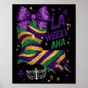 Poster La Weezy Ana Mardi Gras Louisiana Mapa Fat Terça-f