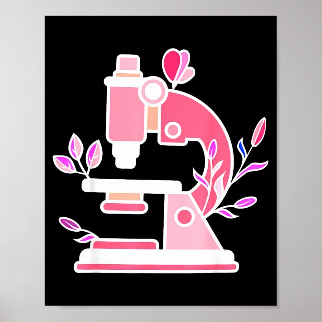 Poster Lab Science Floral Microscope Biologist Science Va (Frente)