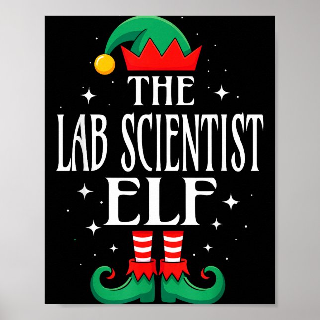 Poster Lab Scientist Elf Job Title Funny Christmas Matchi (Frente)