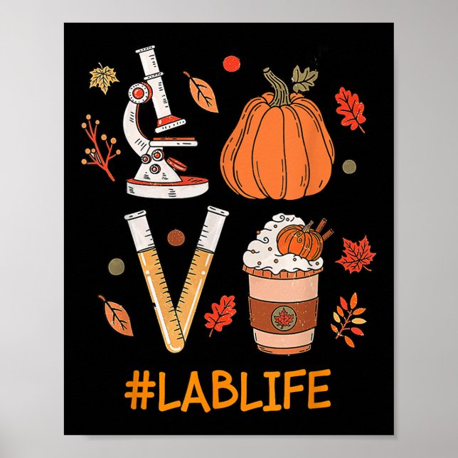 Poster Lab Tech Laboratory Scientist Fall Pumpkin Spice L (Frente)