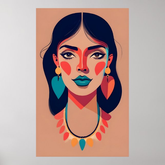 Poster Lábios azuis e cabelos pretos (Frente)