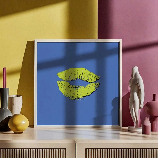 Poster Lábios Beijando Azuis e Verdes (Criador carregado)