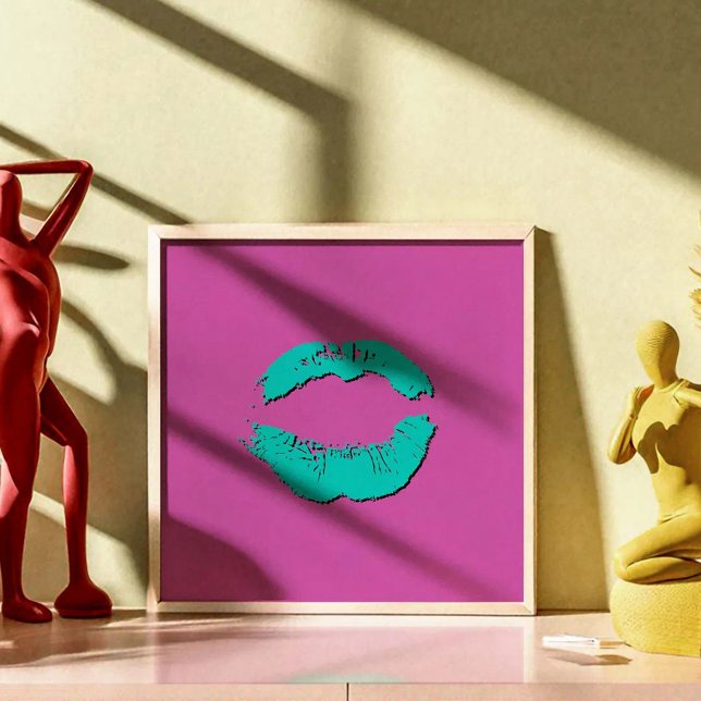 Poster Lábios Beijando Roxo e Turquesa (Criador carregado)