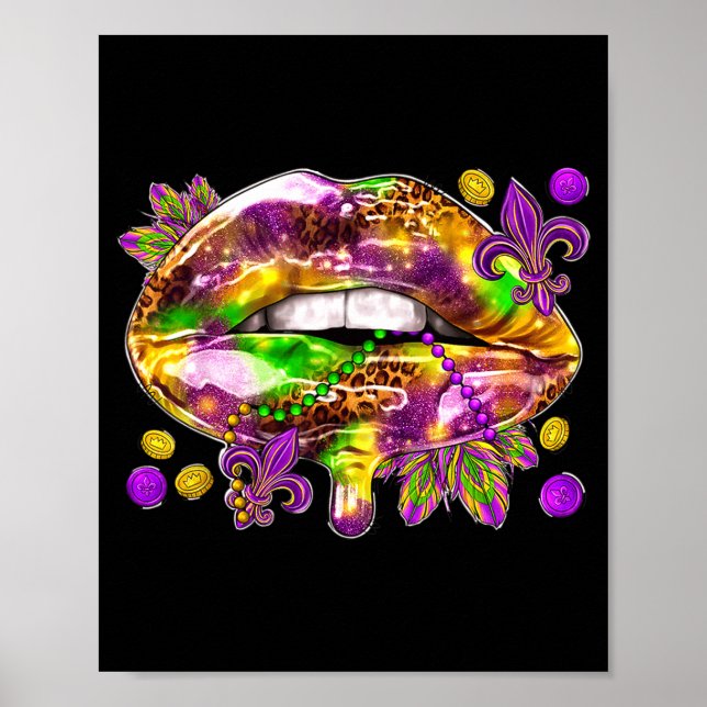 Poster Lábios de Amor Carnaval Mardi Gras Gordo (Frente)
