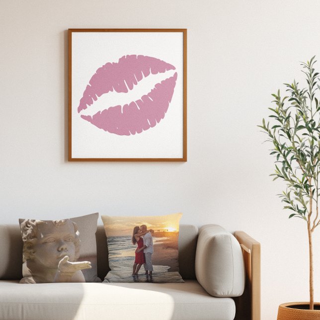 Poster Lábios de Batom Rosa-Rosa Dusty (Dusty Rose Pink Lipstick Lips Poster)