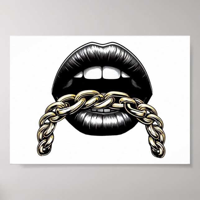 Poster lábios de boca de mulheres com ilustração de arte  (Frente)