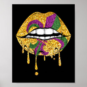 Poster Lábios do Partido Mascarada de Festas Mardi Gras