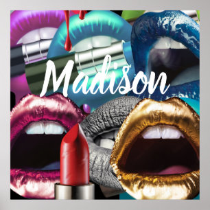 Poster Lábios Elegante Na moda Má Menina Personalizada Pe