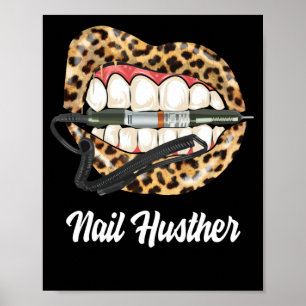 Poster Lábios-leopardo com prego-Legal do-prego do técn