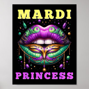 Poster Lábios Mardi Gras Princesa Mardi Gras 2025 Mulhere