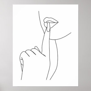 Poster Lábios Mínimos De Mulher E Arte De Linha Unhas