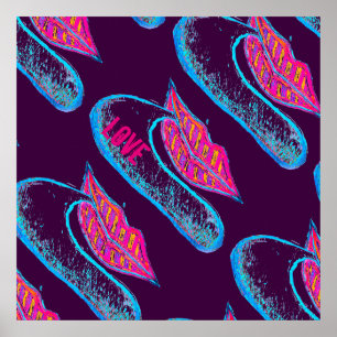 Poster lábios rosa e uma palavra balão ou língua