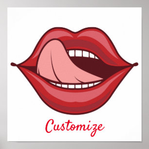 Poster Lábios Vermelhos Abrir Boca Trocada