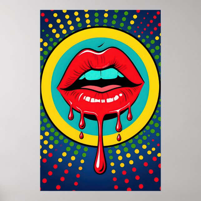 Poster Lábios Vermelhos Pop Art (Frente)