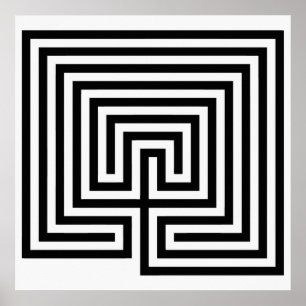 Pôster Labirinto do Cretan em preto e branco