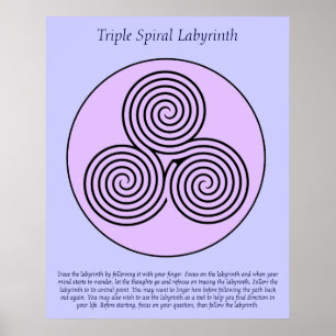 Pôster Labirinto espiral triplo do dedo