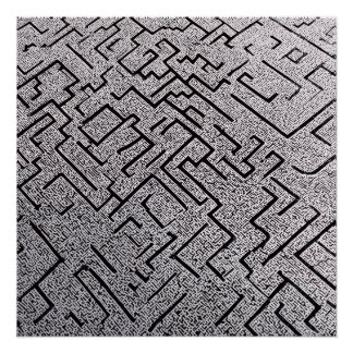 Pôster Labirinto Intricado Preto e Branco