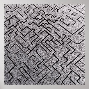 Poster Labirinto Intricado Preto e Branco