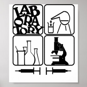 POSTER LABORATORIAL - BEAKERS, SERINGAS