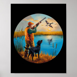 Poster Laboratório de Caça do Labrador Negro. Aves Aquáti