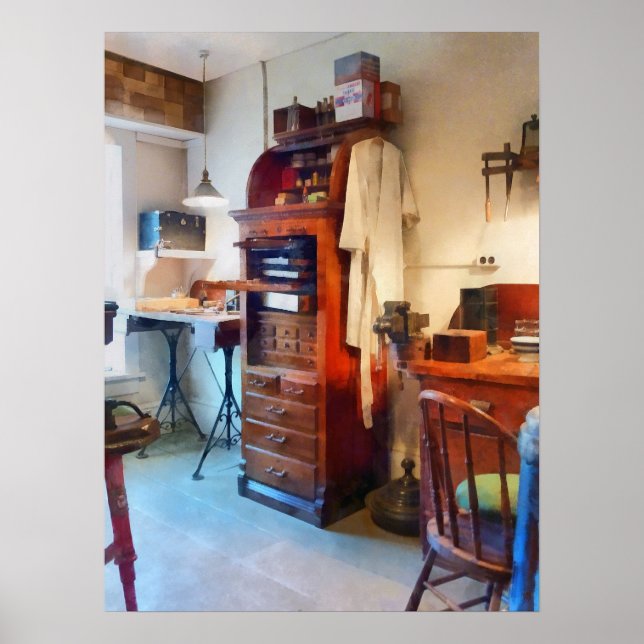 Pôster Laboratório dentário com Casaco de laboratório (Frente)