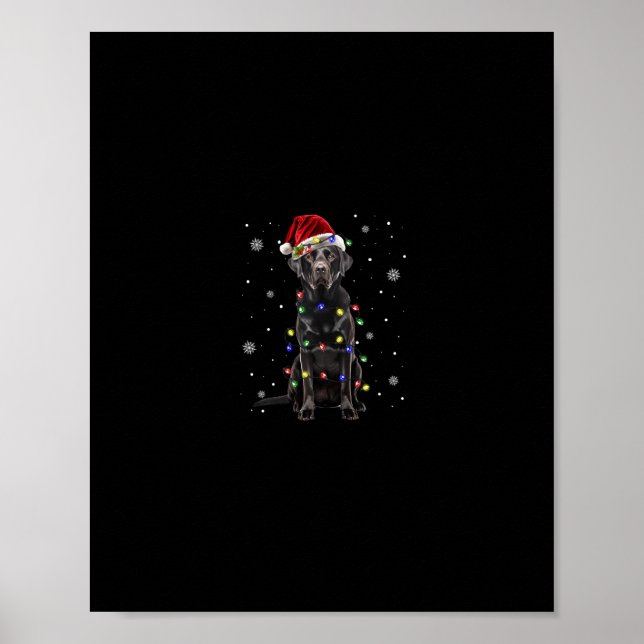 Poster laboratório negro labrador dog christmas light pap (Frente)