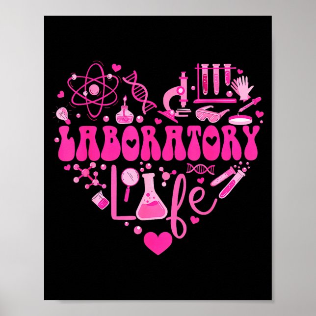 Poster Laboratory Heart Valentine Lab Technologist Scienc (Frente)
