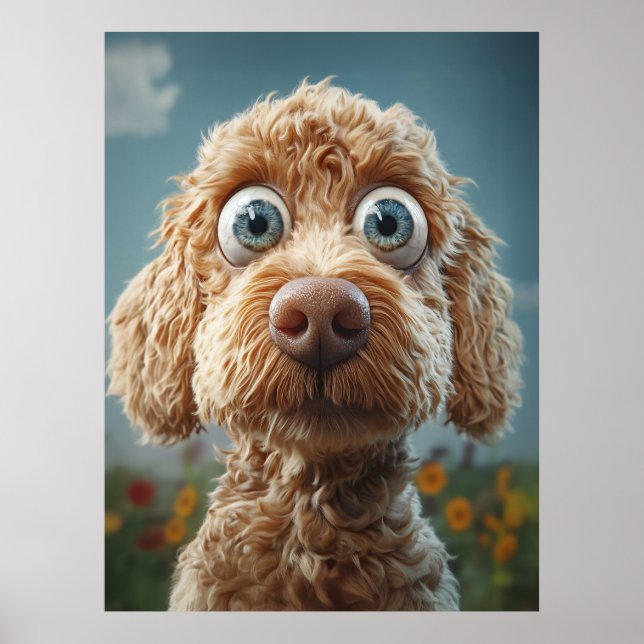 Poster Labradoodle australiano de olhos grandes (Frente)