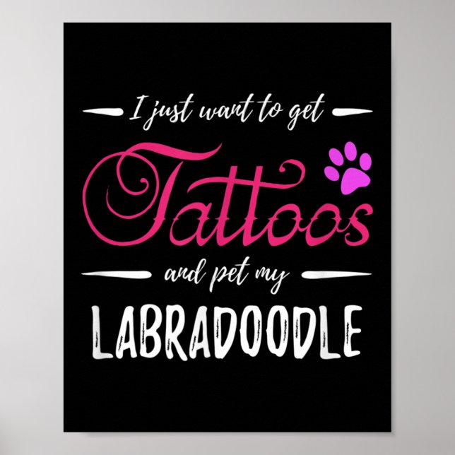 Poster Labradoodle Dog Lover Tatto Engraçado Cachorro Mãe (Frente)