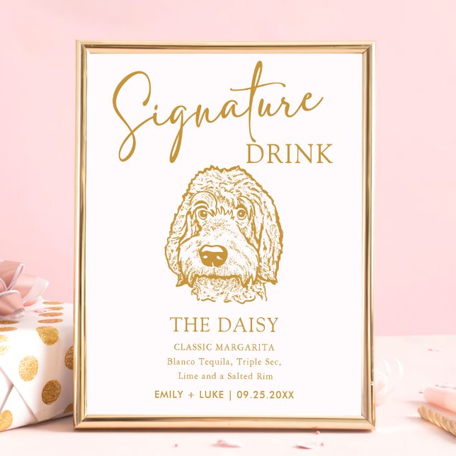 Poster Labradoodle Dog Signature Drink Sign (Criador carregado)