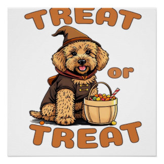 Pôster Labradoodle Halloween Dog Costume �Treat or Treat�