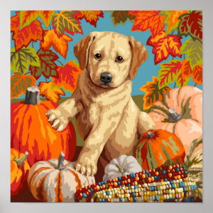 Poster Labrador Cujo Retriever Puppy Colheita de outono