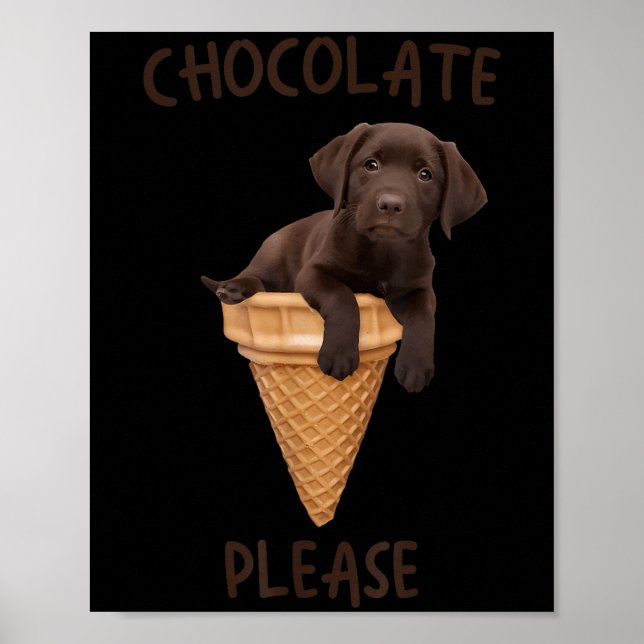 Poster Labrador de Sorvete de Waffle Cone de Chocolate (Frente)