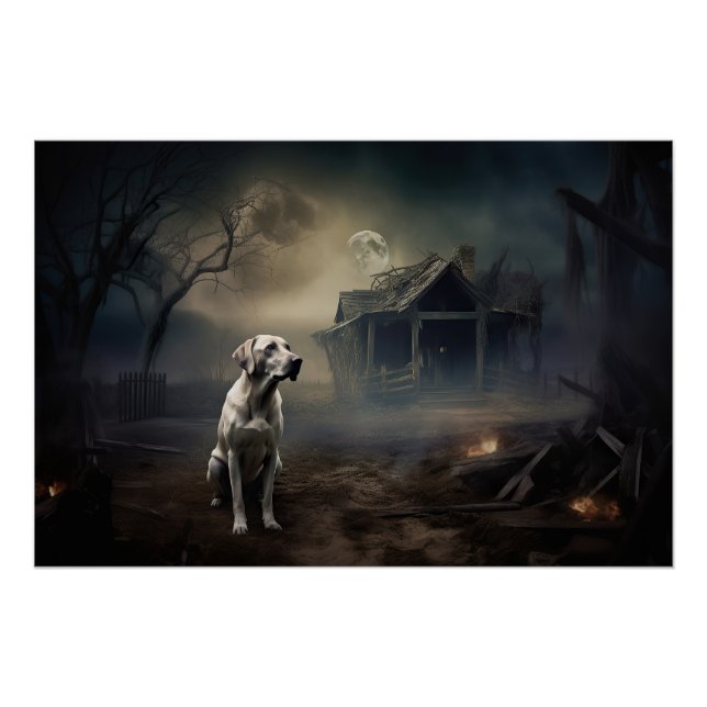 Pôster Labrador Halloween Assustador (Frente)