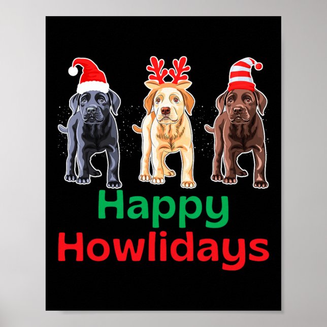 Poster Labrador labrador de christmas de chocolate amarel (Frente)