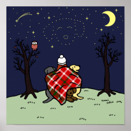 Pôster Labrador Mãe e Starry Sky