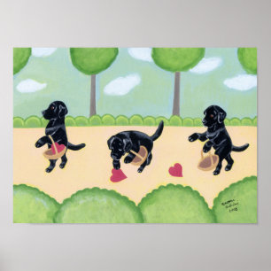 Pôster Labrador Negro na Trabalho de arte da Floresta