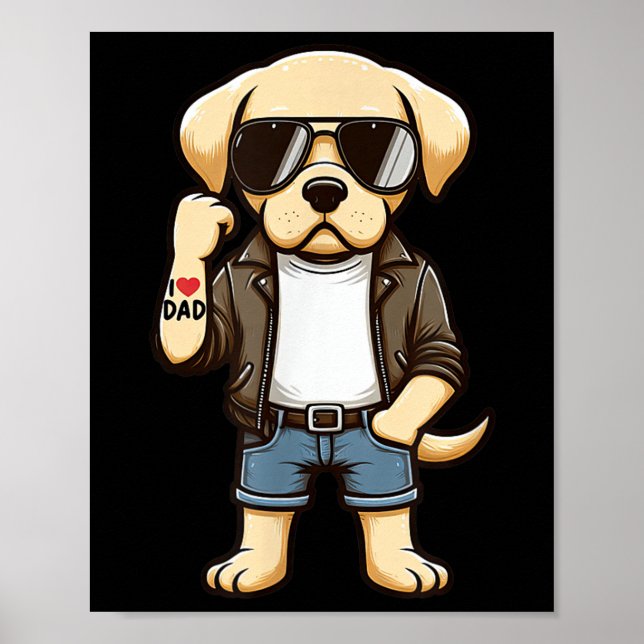 Poster Labrador Retriever Adoro Tatuagem De Cachorro Engr (Frente)