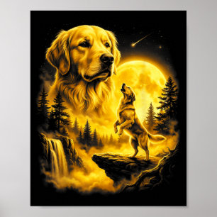 Poster Labrador Retriever Amarelo Uivando para a Arte da
