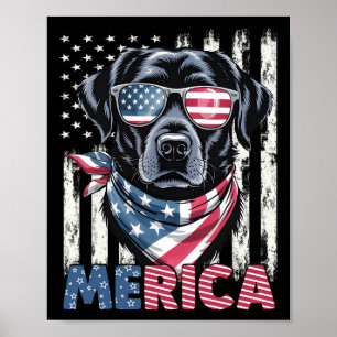 Poster Labrador Retriever Bandeira EUA Merica Patriótico