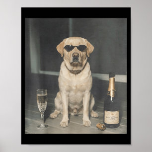 Poster Labrador Retriever Bebendo Champanhe Cachorro Engr