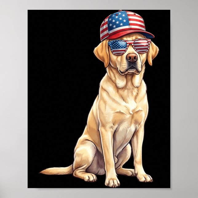 Poster Labrador Retriever Cachorro Labrador Bandeira Amer (Frente)