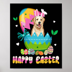 Poster Labrador Retriever Cão Orelhas de Coelho Dia de Pá