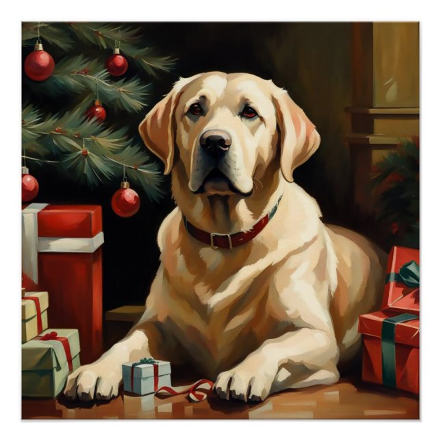 Pôster Labrador Retriever Christmas (Frente)