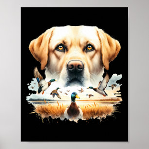 Poster Labrador Retriever Com Patos Silvestres Caçando Pa