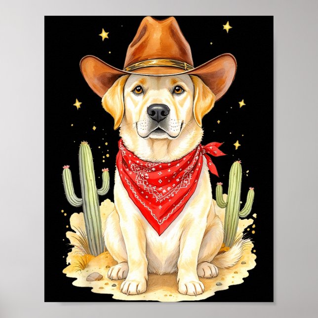 Poster Labrador Retriever Cowboy Dog Western Llabrador Co (Frente)