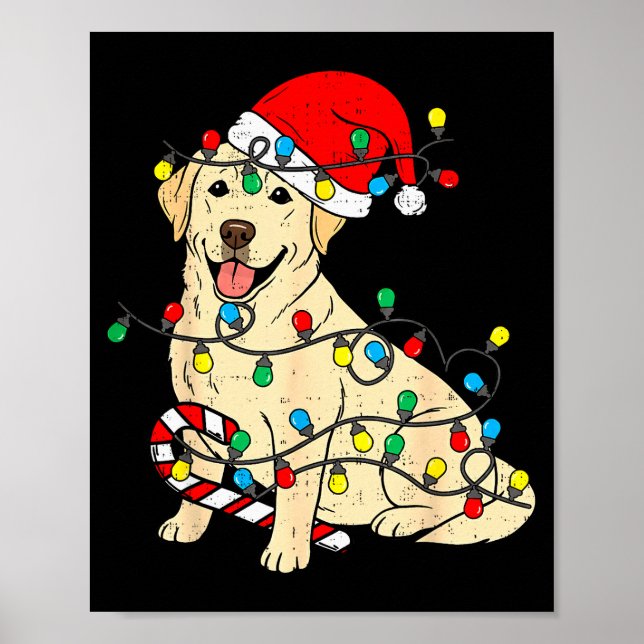 Poster Labrador Retriever Dog Christmas Lights Xmas Pet D (Frente)