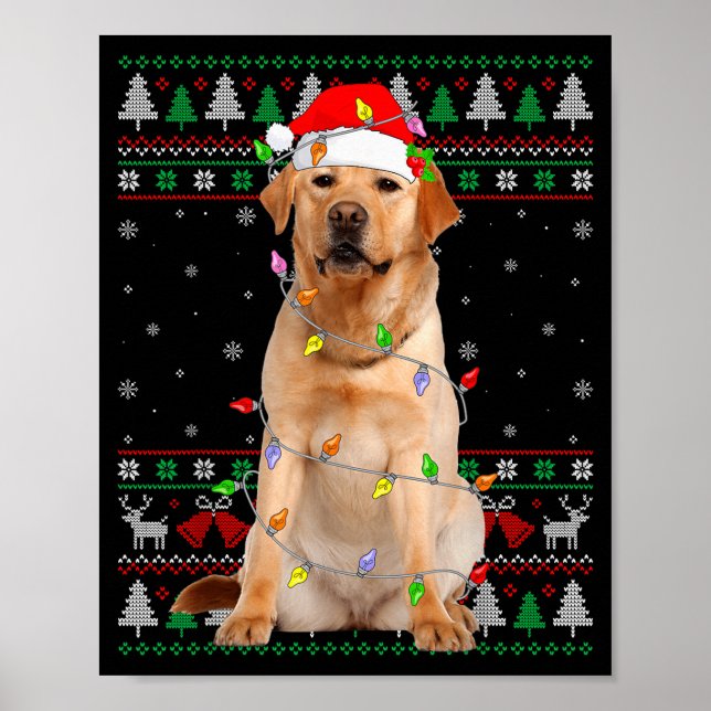 Poster Labrador Retriever Dog Christmas Ugly Sweater Ligh (Frente)