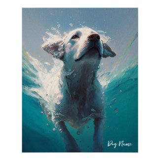 Pôster Labrador Retriever dog swimming in water 004